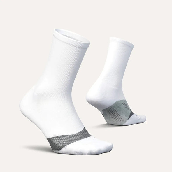 Feetures Elite Light Cushion Mini Crew Socks White